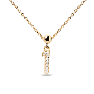 PD Paola Charm αριθμός ένα (1), επιχρυσωμένο ασήμι με ζιργκόν., με κολιέ η βραχιόλι.